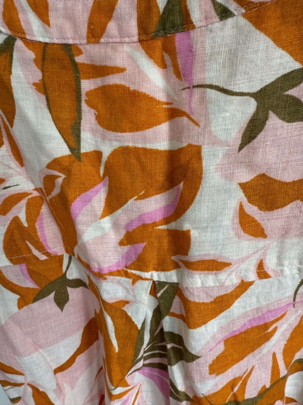 C&C California Linen Dress Womens XL Multicolor Tropical Palm Leaf resort wear - Picture 10 of 10